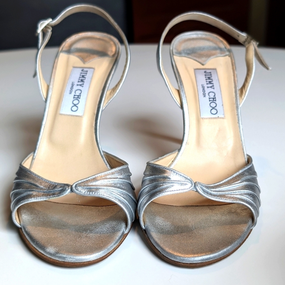 Jimmy Choo | Metallic Nappa Silver Heels | 39
